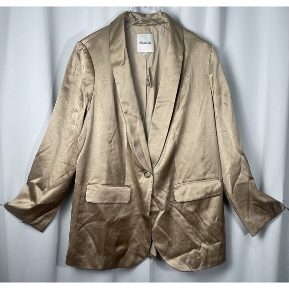 Madewell Satin Oversized Blazer In Matchstick Sz 16W New - Picture 5 of 10